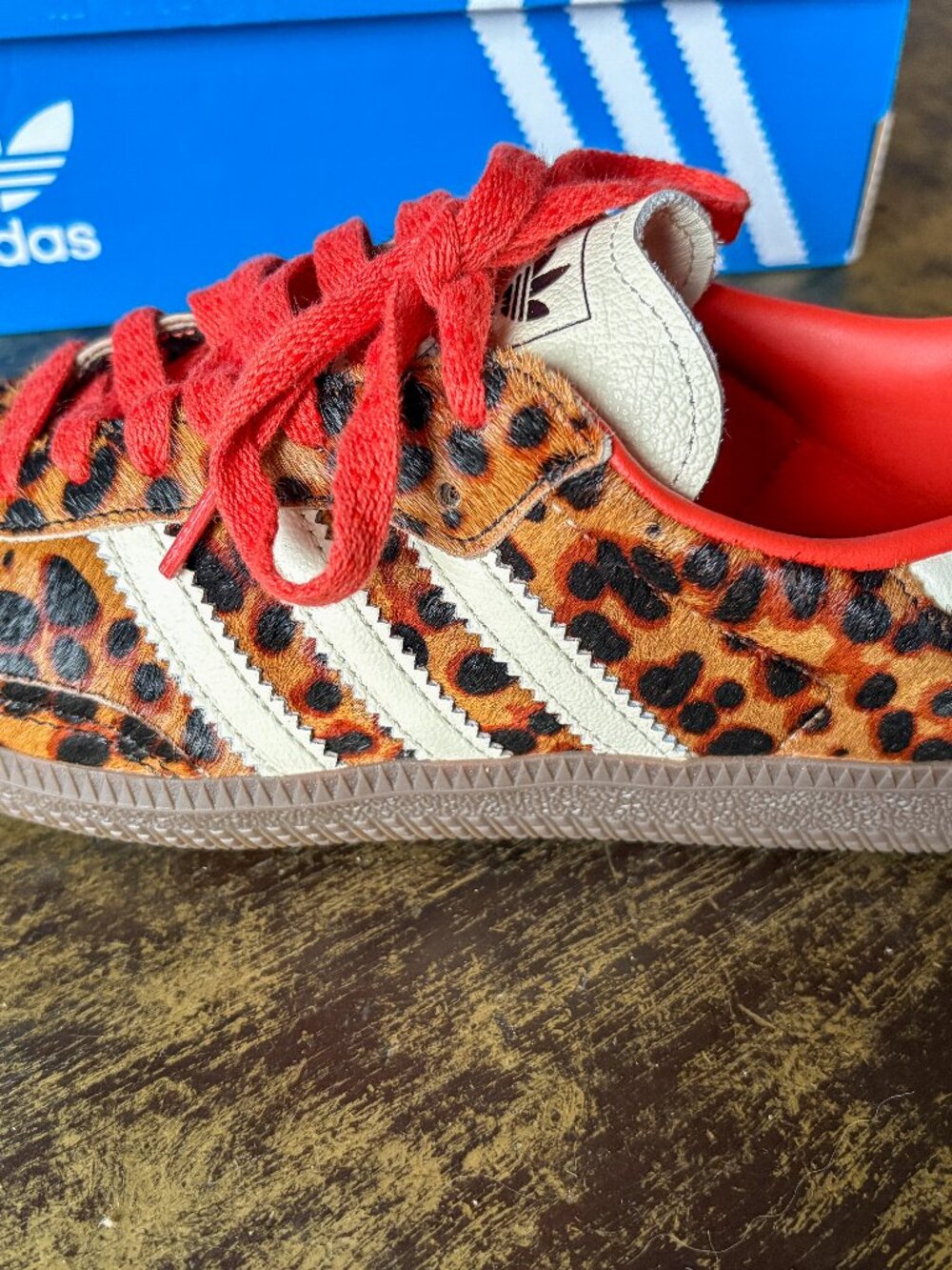 Adidas Samba "OG Preloved Red" Leopard Orange & Cream (fits like a 7.5) - Picture 5 of 9